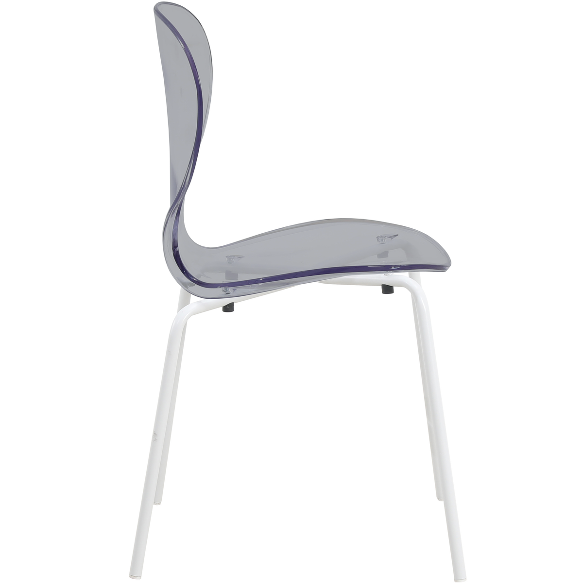 Oyster Modern Stackable Dining Side Chair with Chrome/White/Black Stainless Steel Legs White Transparent Black Dining Chair Leisuremod