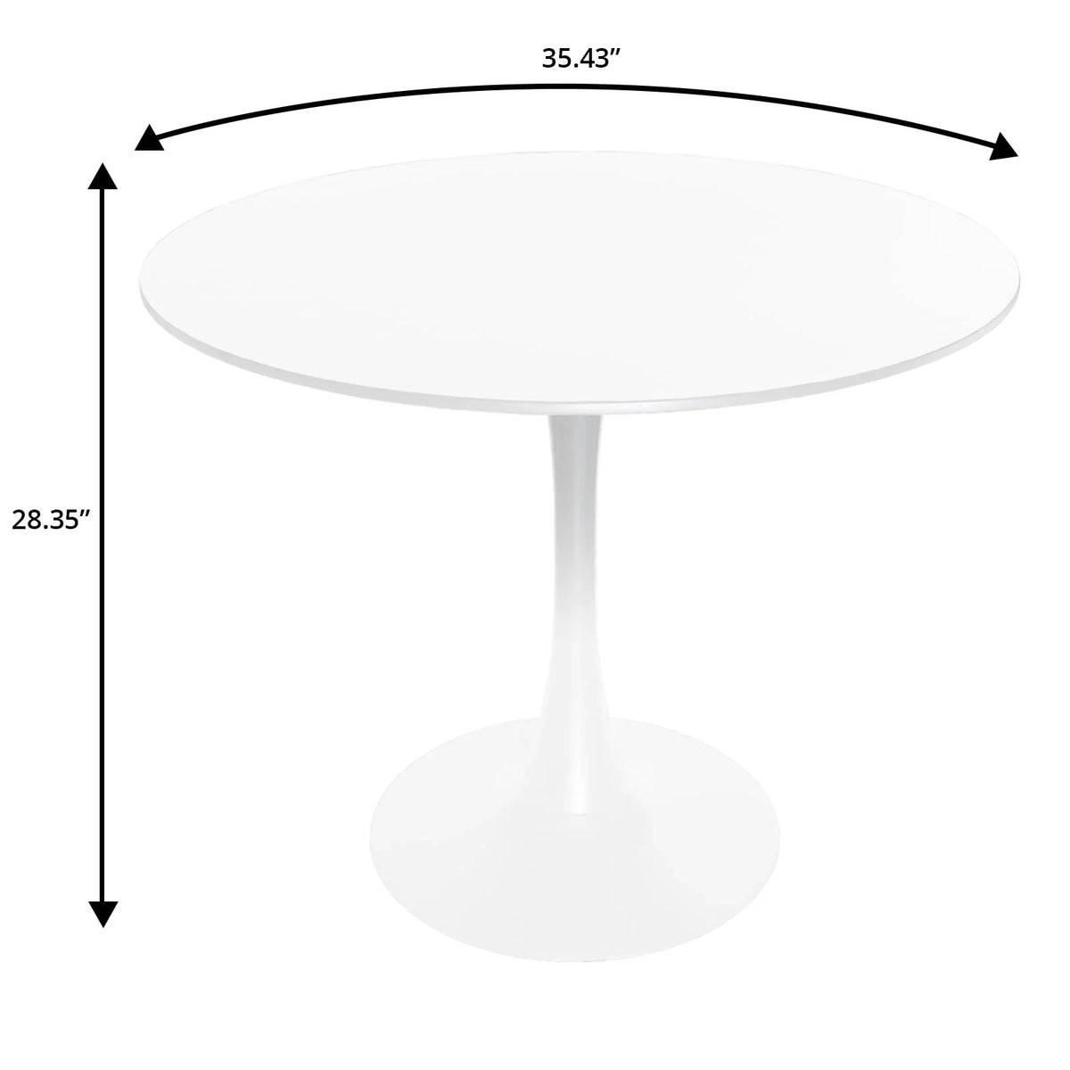 LeisureMod 5-Piece Dining Set Round White MDF Dining Table and 4 Acrylic Dining Chairs with White Base - Elax Furniture