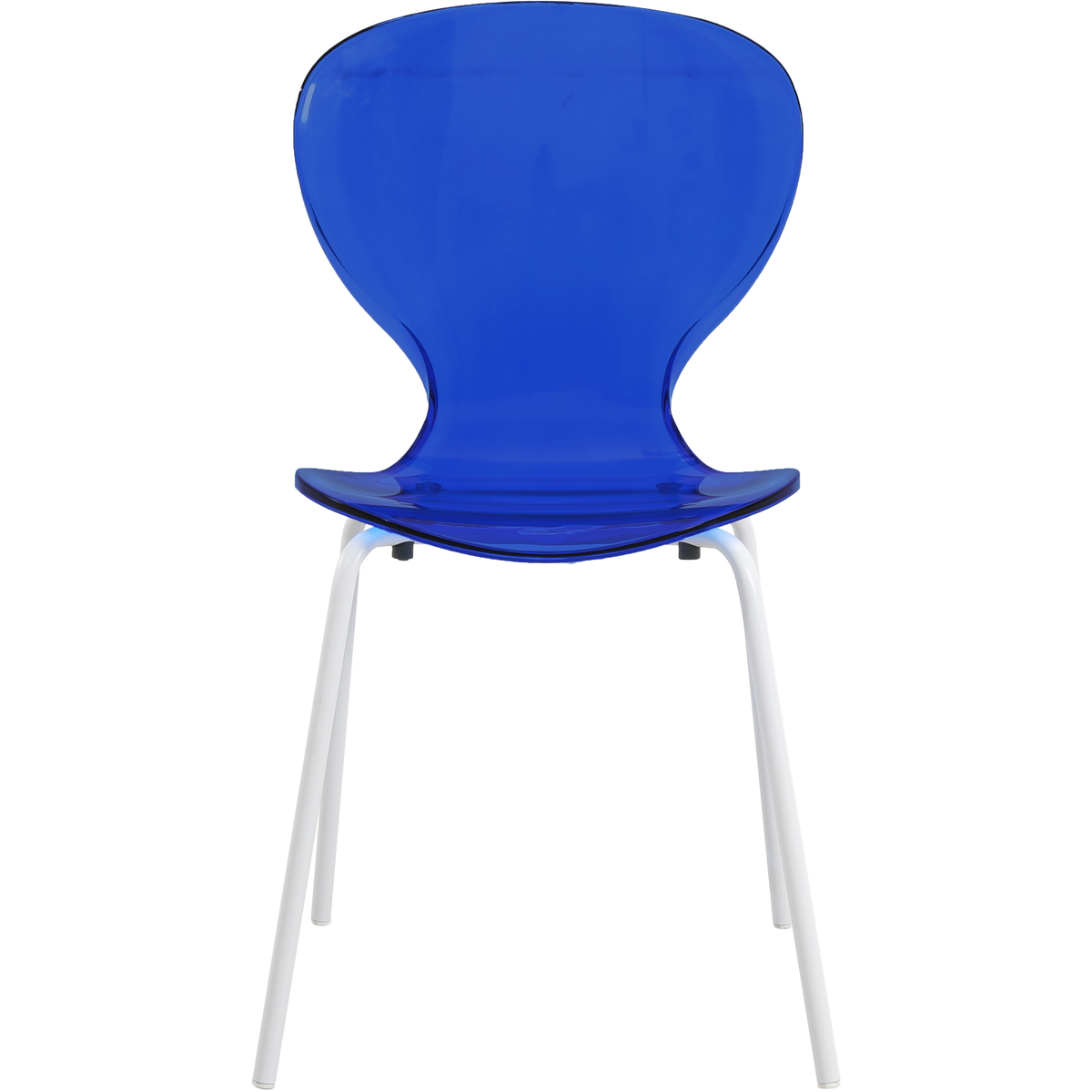 Oyster Modern Stackable Dining Side Chair with Chrome/White/Black Stainless Steel Legs White Transparent Blue Dining Chair Leisuremod