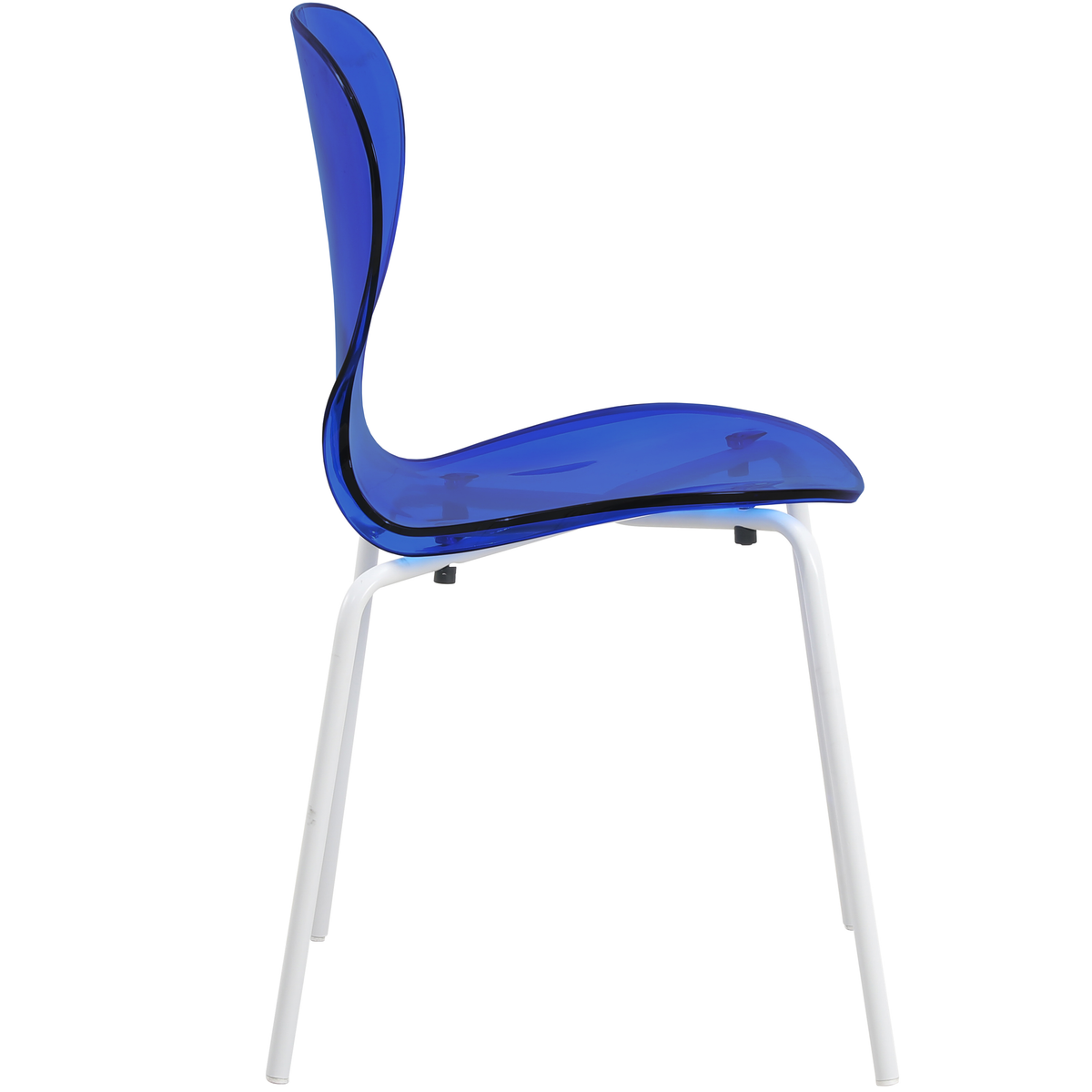 Oyster Modern Stackable Dining Side Chair with Chrome/White/Black Stainless Steel Legs White Transparent Blue Dining Chair Leisuremod
