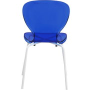 Oyster Modern Stackable Dining Side Chair with Chrome/White/Black Stainless Steel Legs White Transparent Blue Dining Chair Leisuremod