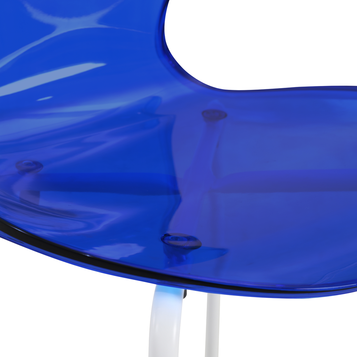 Oyster Modern Stackable Dining Side Chair with Chrome/White/Black Stainless Steel Legs White Transparent Blue Dining Chair Leisuremod