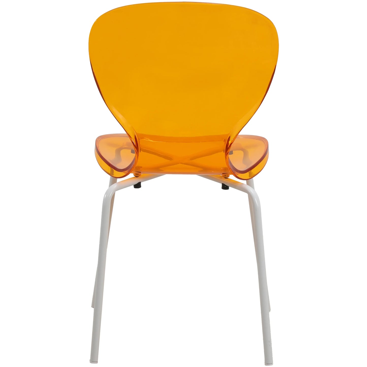 LeisureMod 5-Piece Dining Set Round White MDF Dining Table and 4 Acrylic Dining Chairs with White Base - Elax Furniture