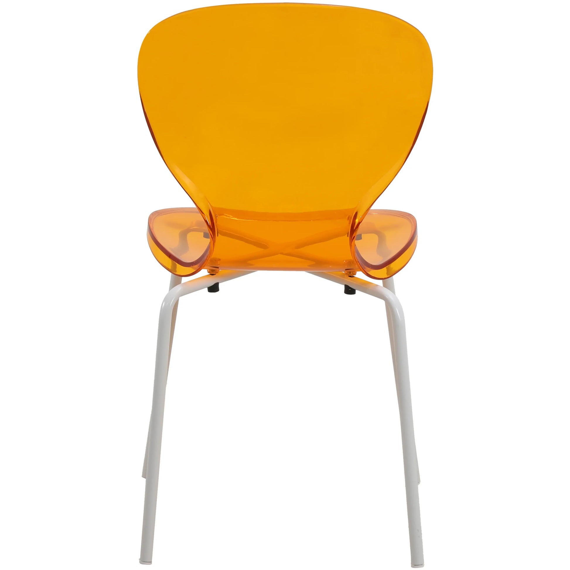 LeisureMod 5-Piece Dining Set Round White MDF Dining Table and 4 Acrylic Dining Chairs with White Base - Elax Furniture