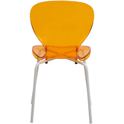 LeisureMod 5-Piece Dining Set Round White MDF Dining Table and 4 Acrylic Dining Chairs with White Base - Elax Furniture