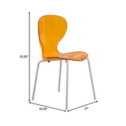 LeisureMod 5-Piece Dining Set Round White MDF Dining Table and 4 Acrylic Dining Chairs with White Base - Elax Furniture