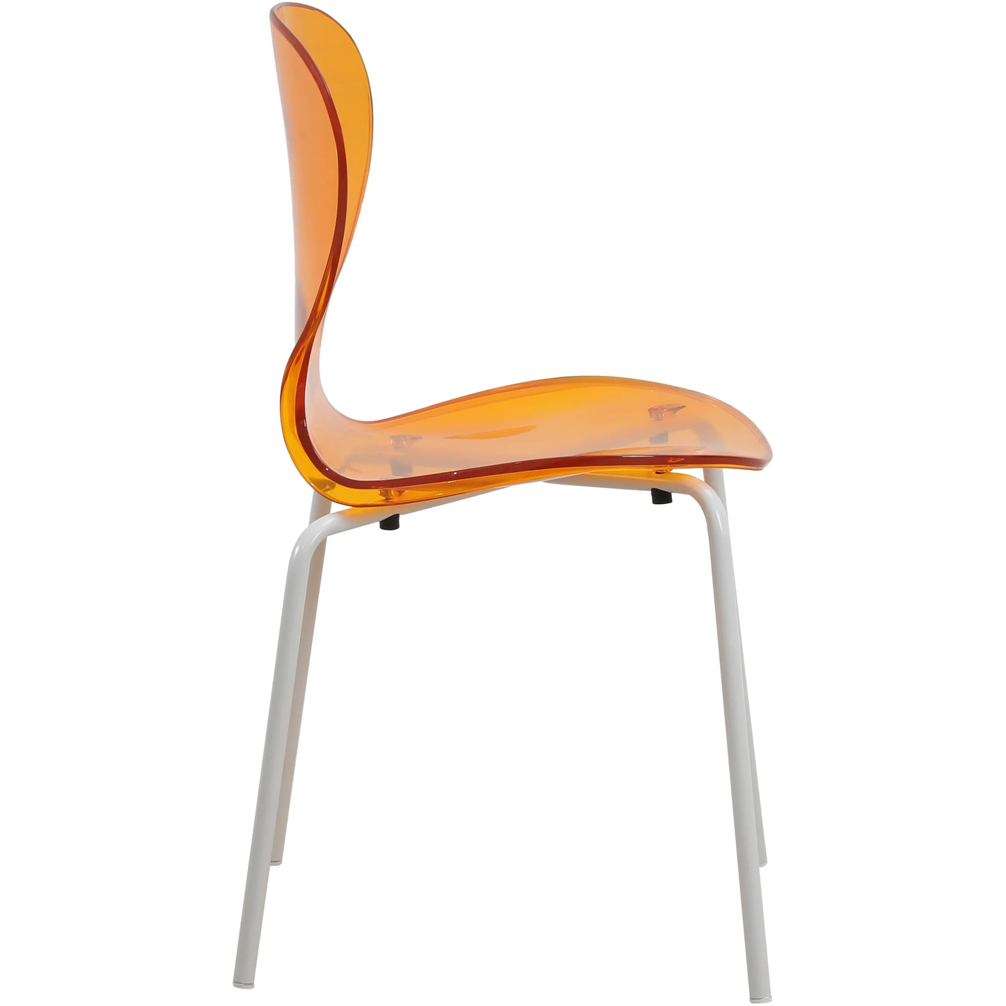 LeisureMod 5-Piece Dining Set Round White MDF Dining Table and 4 Acrylic Dining Chairs with White Base - Elax Furniture