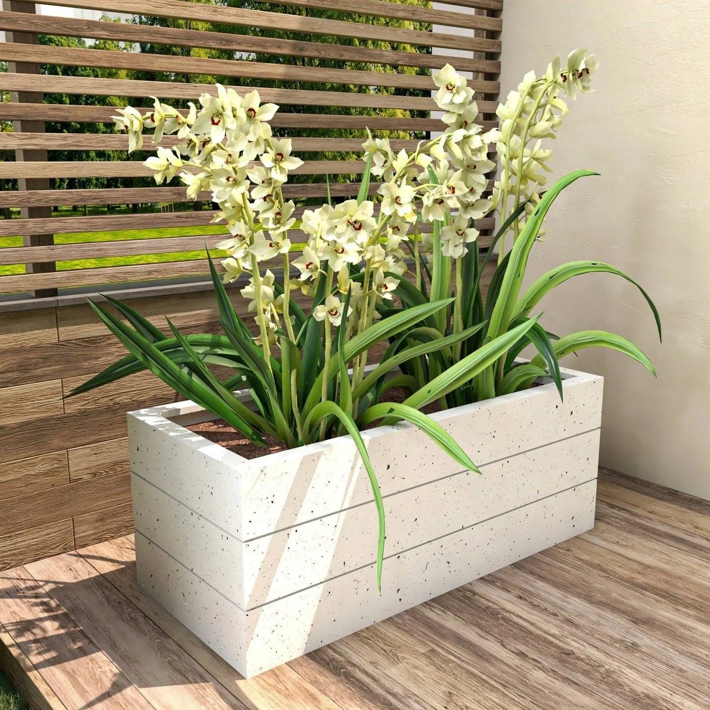 Oasis Rectangular Fiberstone and Clay Planter for Indoor and Outdoor with Drainage Holes - Elax Furniture
