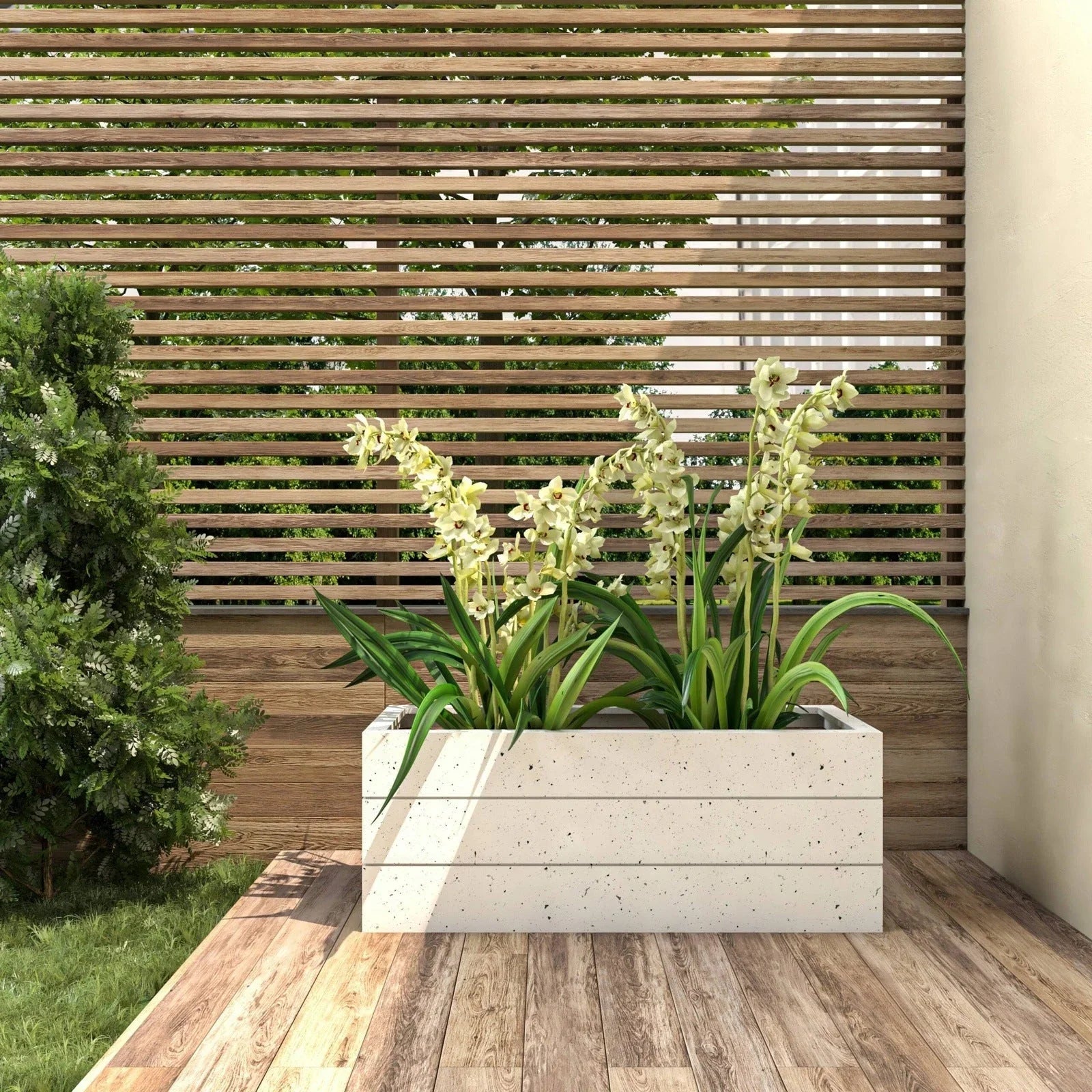 Oasis Rectangular Fiberstone and Clay Planter for Indoor and Outdoor with Drainage Holes - Elax Furniture