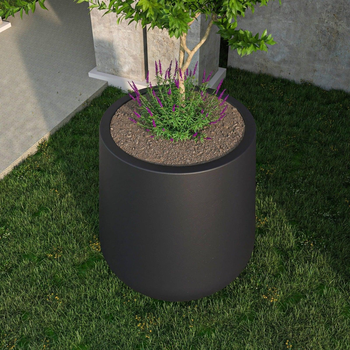 Orchid Modern Tapered Round Planter Pot in Fiberstone and Clay Weather Resistant Design - Elax Furniture