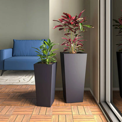 Orna 2-Piece Modern Fiberstone and MgO Square Clay Planter Set for Home and Garden - Elax Furniture