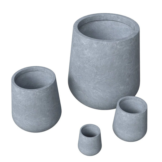 Orchid 4-Piece Tapered Round Planter Pot Set in Fiberstone and Clay Weather Resistant Design - Elax Furniture