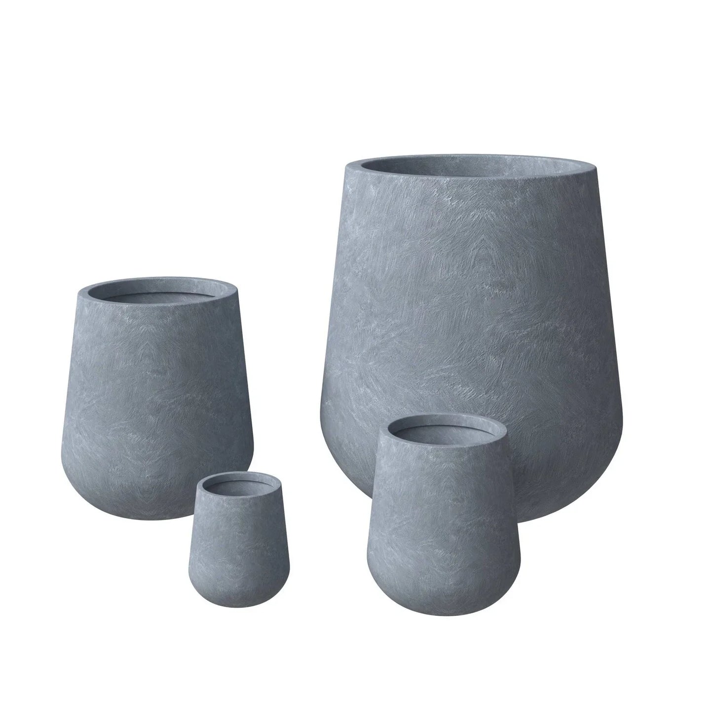 Orchid 4-Piece Tapered Round Planter Pot Set in Fiberstone and Clay Weather Resistant Design - Elax Furniture