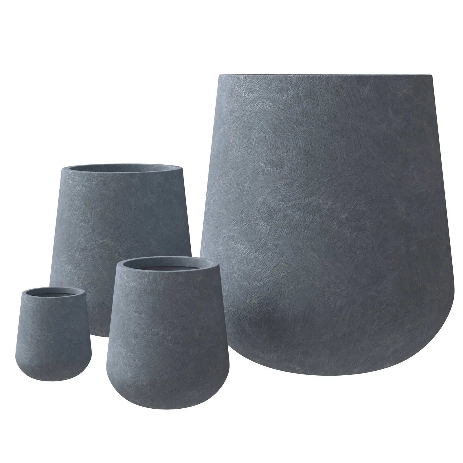 Orchid 4-Piece Tapered Round Planter Pot Set in Fiberstone and Clay Weather Resistant Design - Elax Furniture