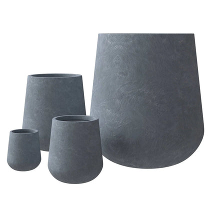 Orchid 4-Piece Tapered Round Planter Pot Set in Fiberstone and Clay Weather Resistant Design - Elax Furniture