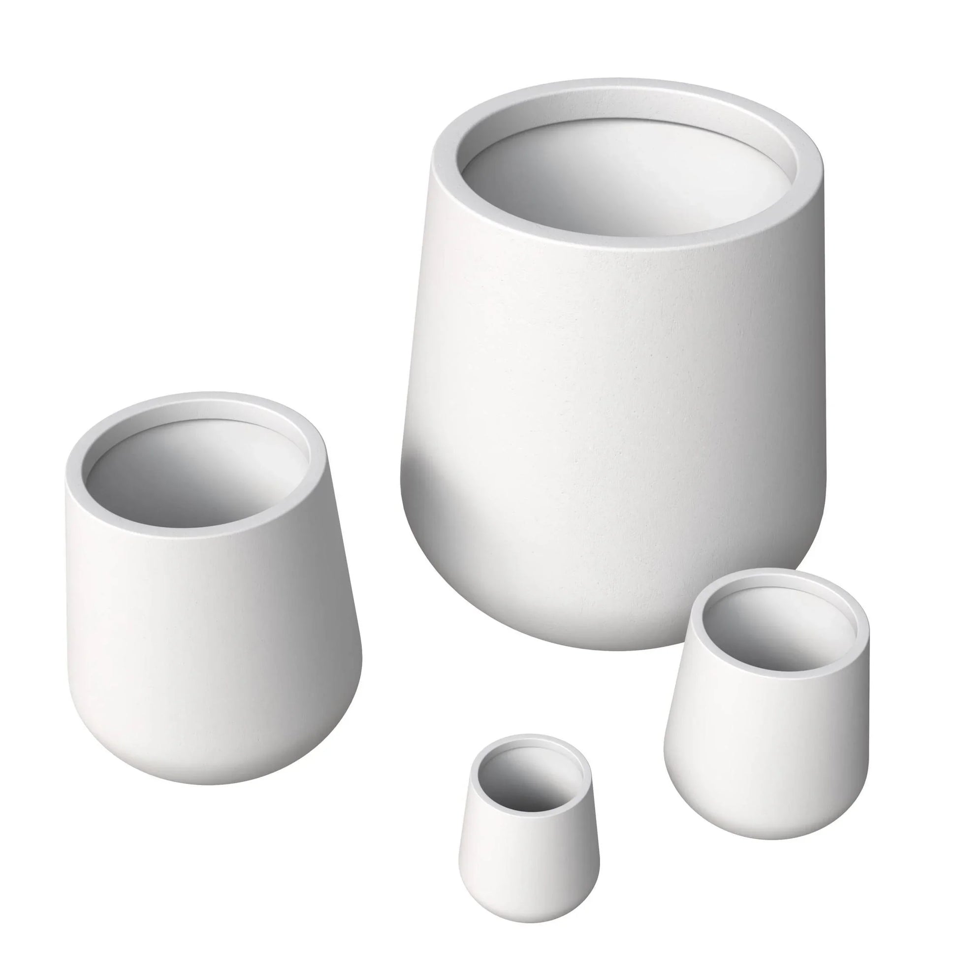 Orchid 4-Piece Tapered Round Planter Pot Set in Fiberstone and Clay Weather Resistant Design - Elax Furniture