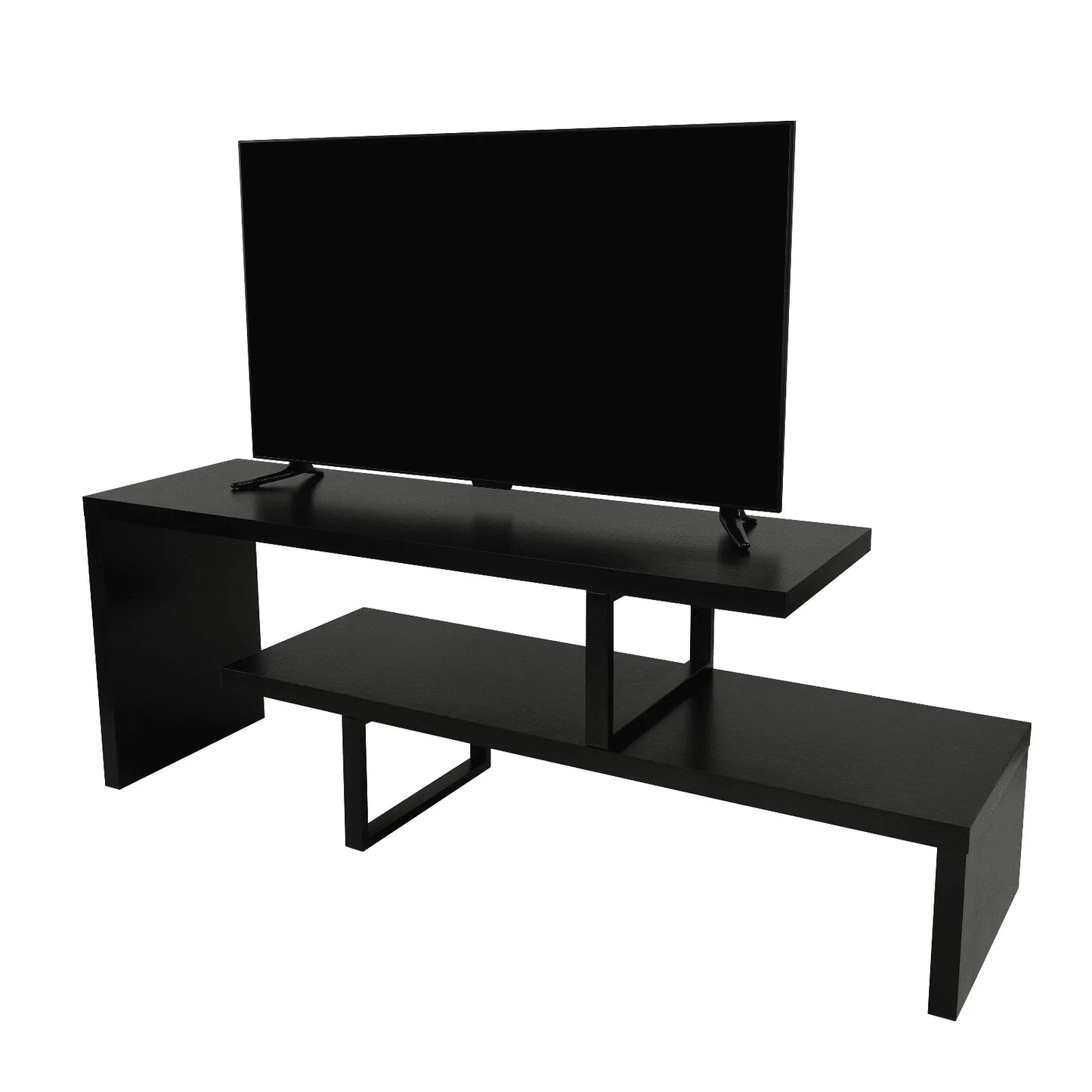 Orford Mid-Century Modern TV Stand with MDF Shelves and Powder Coated Iron Legs for Living Room - Elax Furniture