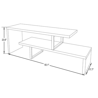 Orford Mid-Century Modern TV Stand with MDF Shelves and Powder Coated Iron Legs for Living Room - Elax Furniture