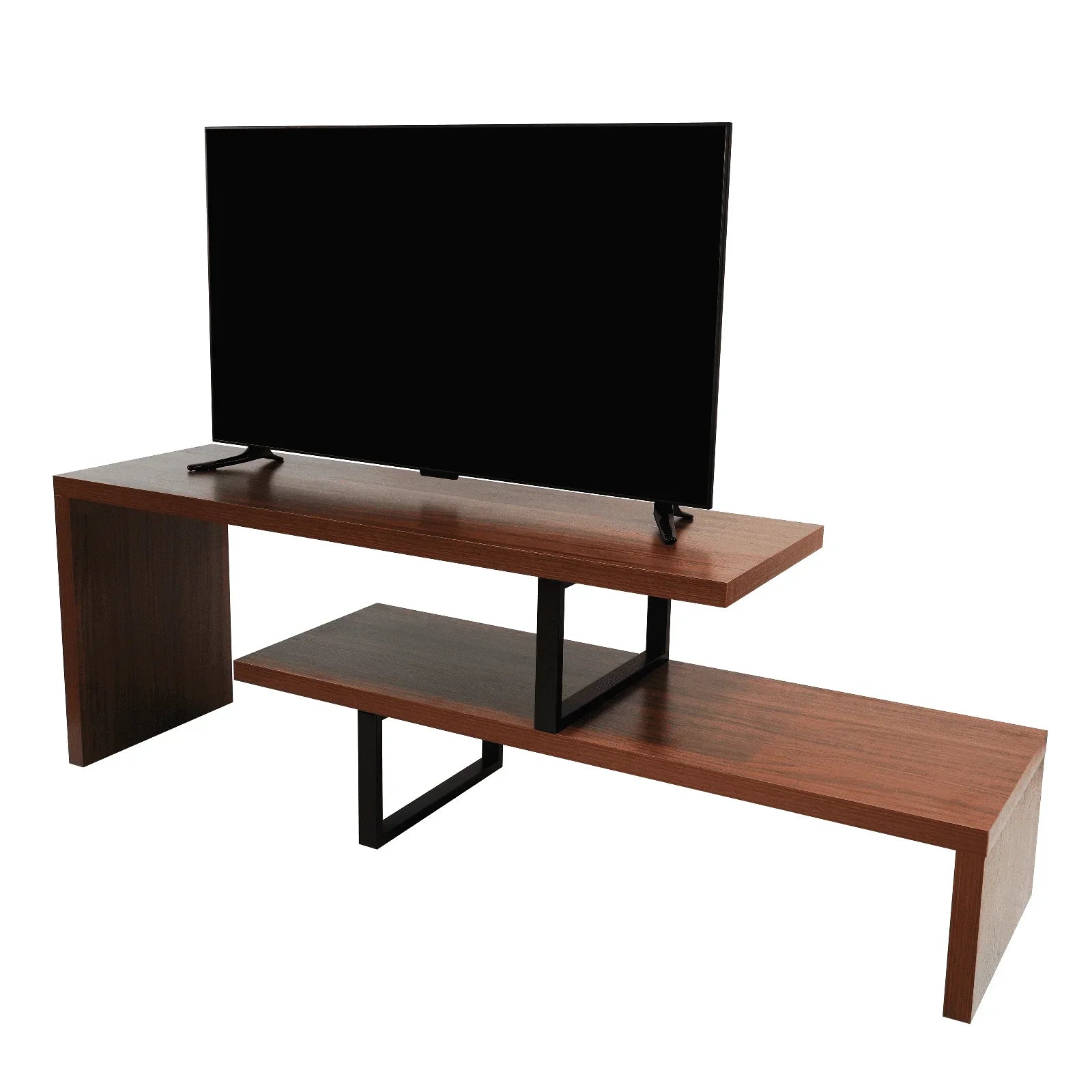 Orford Mid-Century Modern TV Stand with MDF Shelves and Powder Coated Iron Legs for Living Room - Elax Furniture