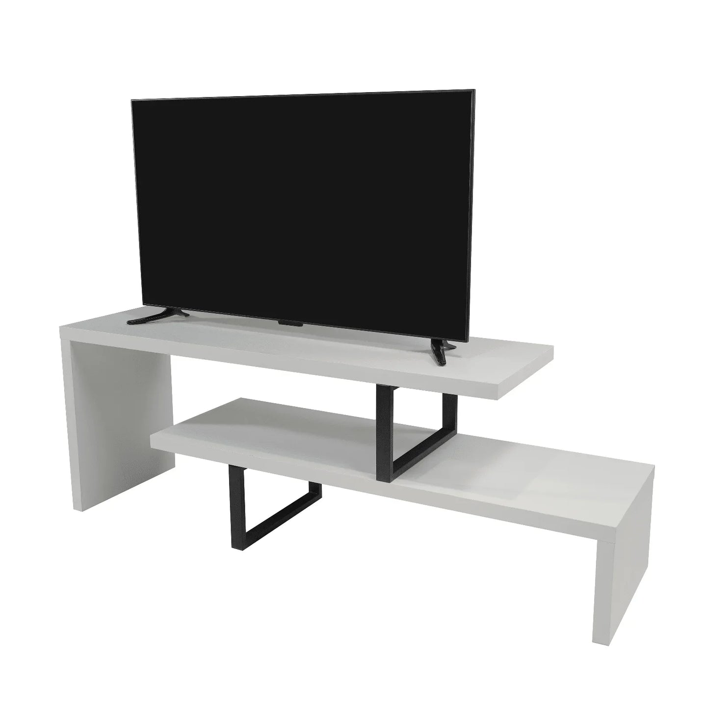 Orford Mid-Century Modern TV Stand with MDF Shelves and Powder Coated Iron Legs for Living Room - Elax Furniture