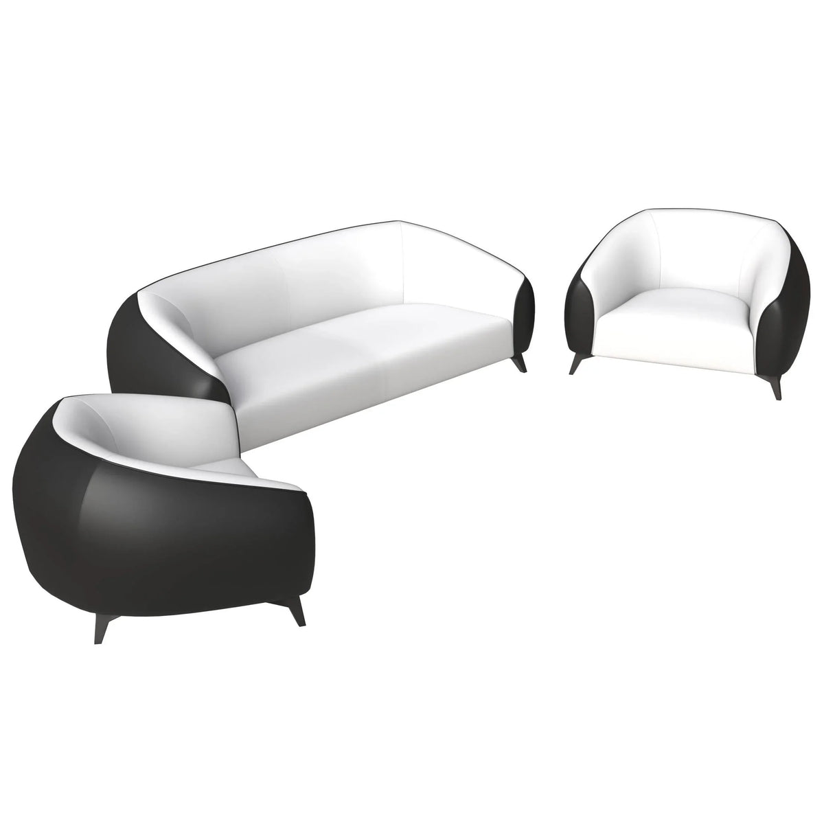 Opula 3-Piece Leather Sofa Set with Solid Wood Frame and Stainless Steel Legs - Elax Furniture