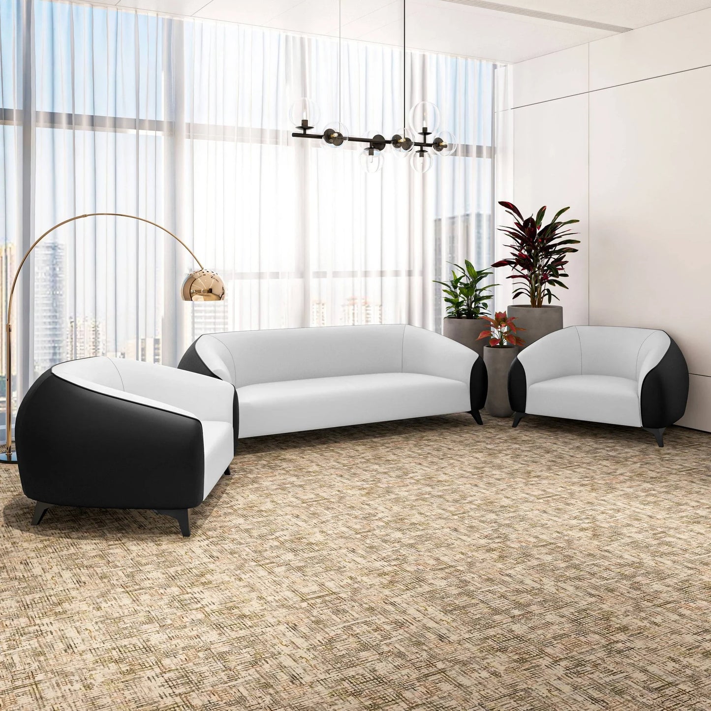 Opula 3-Piece Leather Sofa Set with Solid Wood Frame and Stainless Steel Legs - Elax Furniture