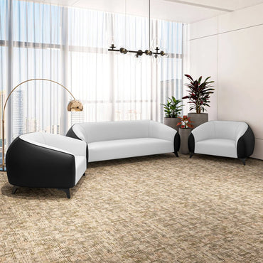 Opula 3-Piece Leather Sofa Set with Solid Wood Frame and Stainless Steel Legs - Elax Furniture