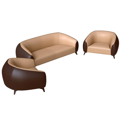 Opula 3-Piece Leather Sofa Set with Solid Wood Frame and Stainless Steel Legs - Elax Furniture
