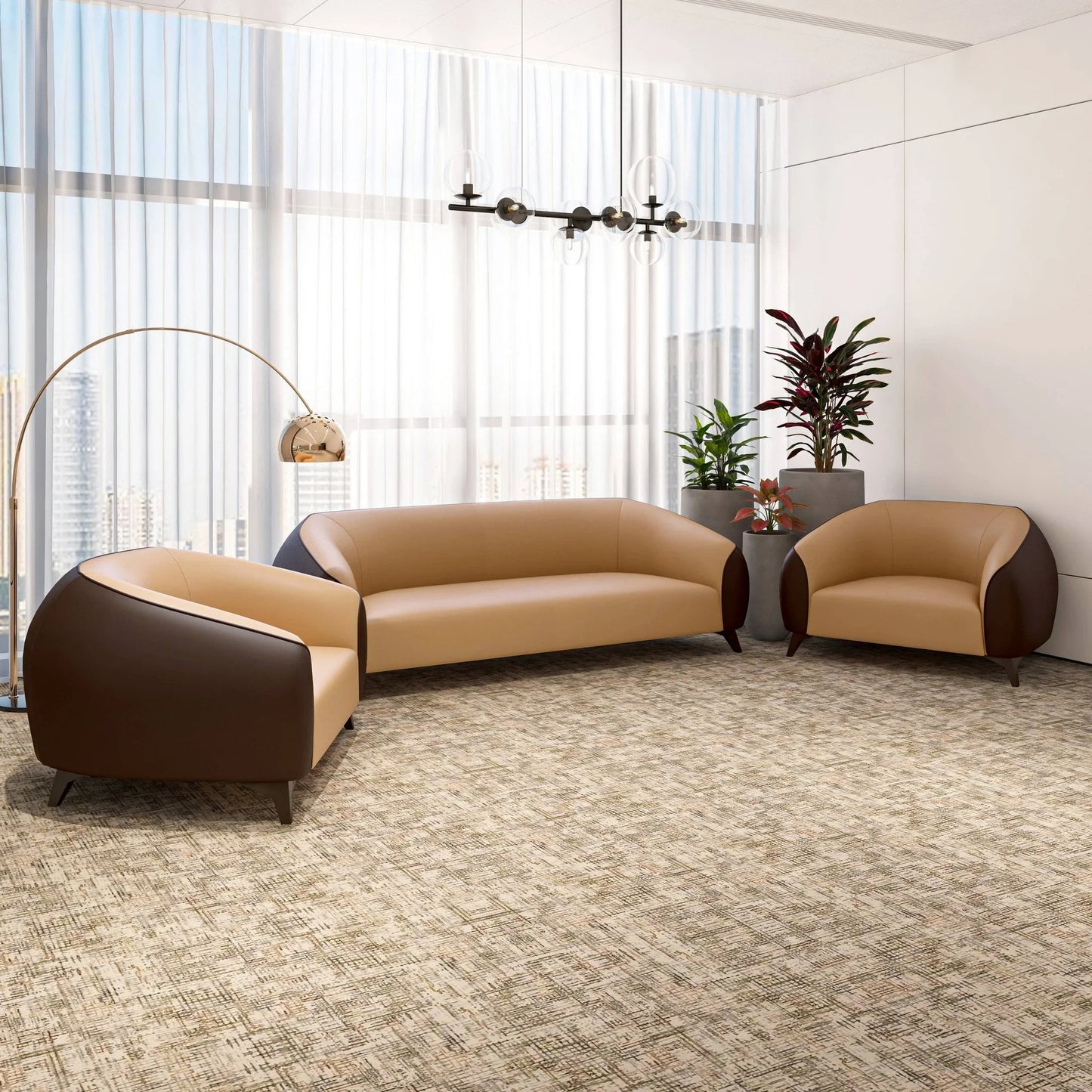 Opula 3-Piece Leather Sofa Set with Solid Wood Frame and Stainless Steel Legs - Elax Furniture