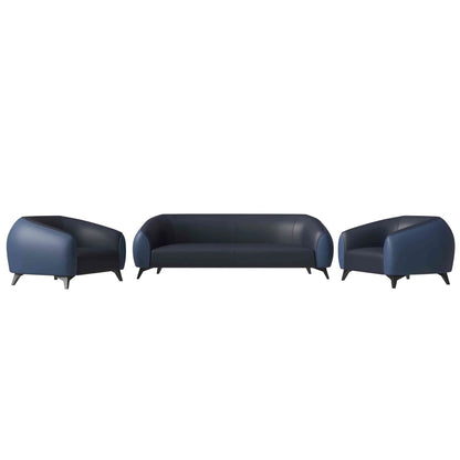 Opula 3-Piece Leather Sofa Set with Solid Wood Frame and Stainless Steel Legs - Elax Furniture