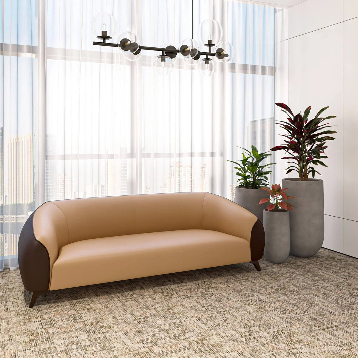 Opula 3-Seater Leather Sofa with Stainless Steel Legs - Elax Furniture