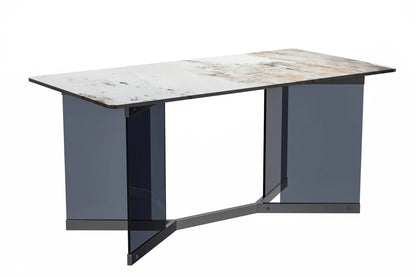 Oryn Modern Rectangular Dining Table with Glass/Sintered Stone Tabletop - Elax Furniture