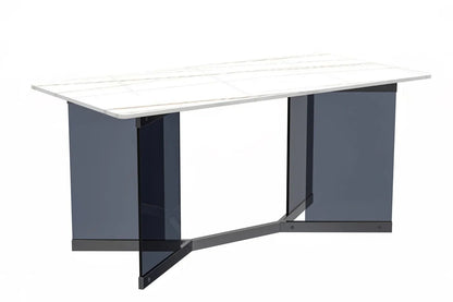 Oryn Modern Rectangular Dining Table with Glass/Sintered Stone Tabletop - Elax Furniture