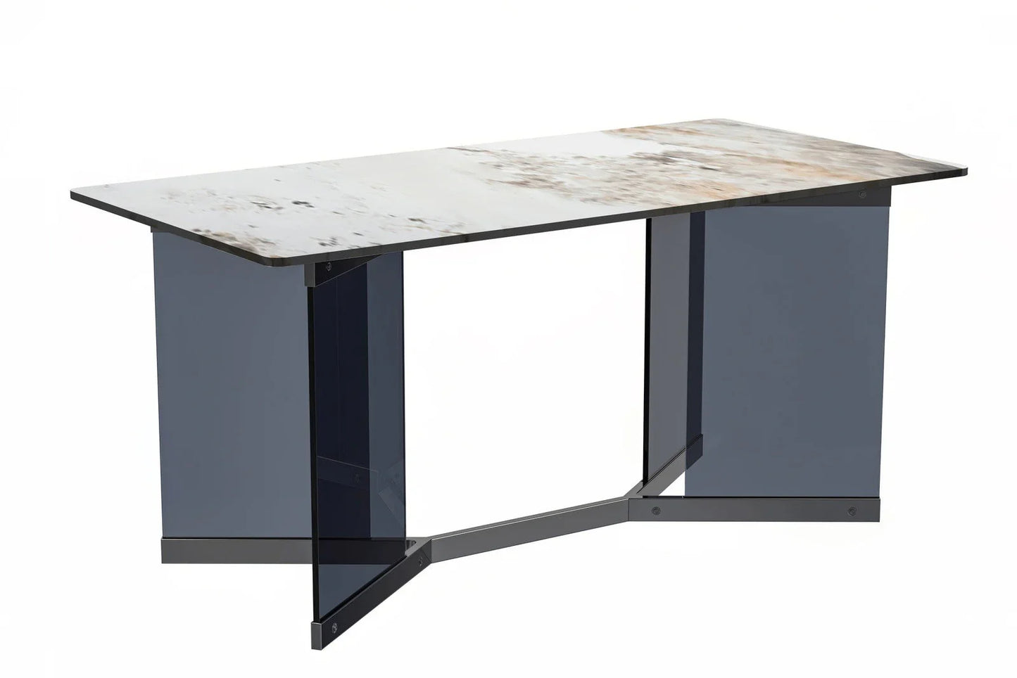 Oryn Modern Rectangular Dining Table with Glass/Sintered Stone Tabletop - Elax Furniture