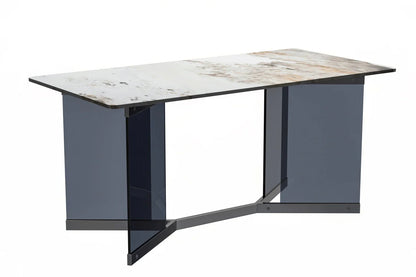 Oryn Modern Rectangular Dining Table with Glass/Sintered Stone Tabletop - Elax Furniture