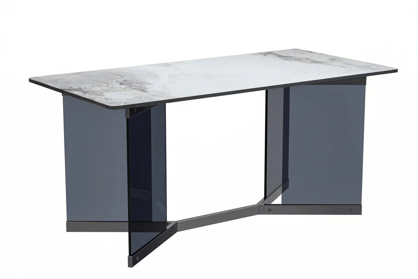 Oryn Modern Rectangular Dining Table with Glass/Sintered Stone Tabletop - Elax Furniture