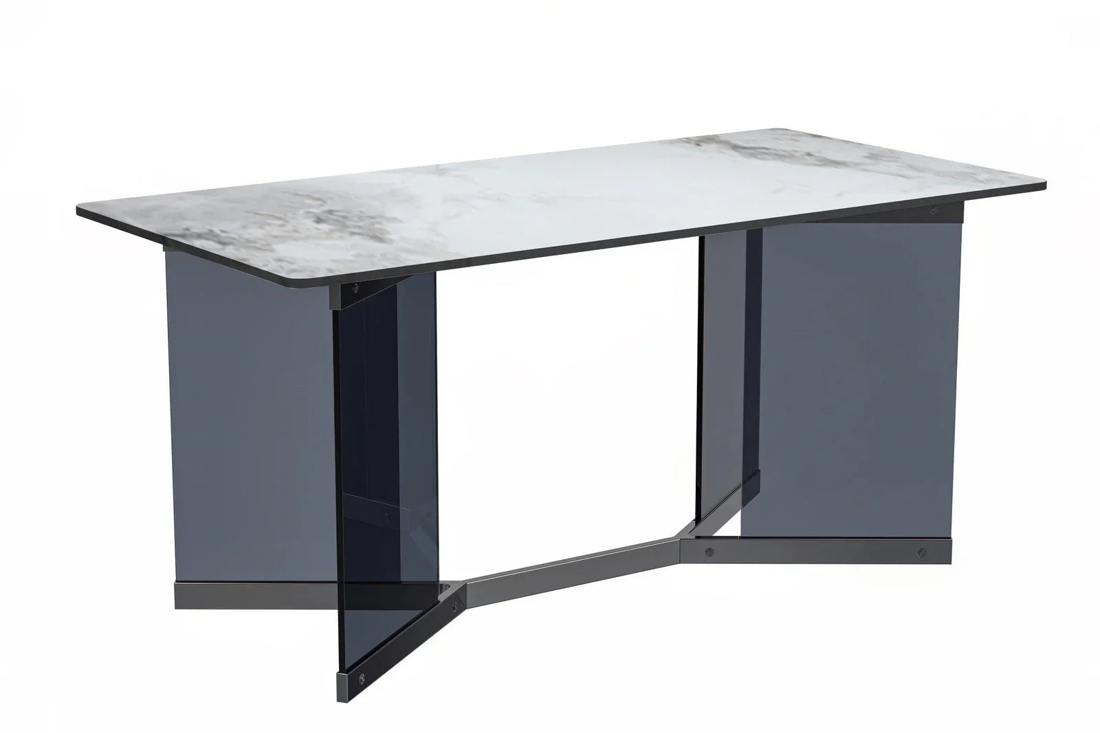Oryn Modern Rectangular Dining Table with Glass/Sintered Stone Tabletop - Elax Furniture