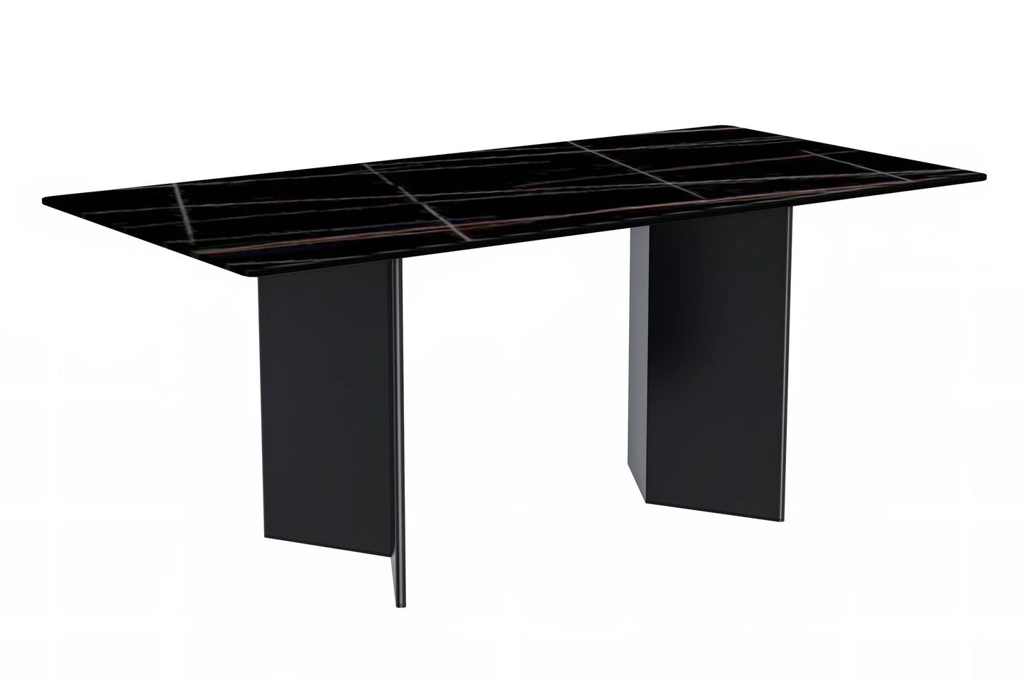 Olyra Dining Table with a Rectangular Glass/Sintered Stone Tabletop and Stainless Steel Base - Elax Furniture
