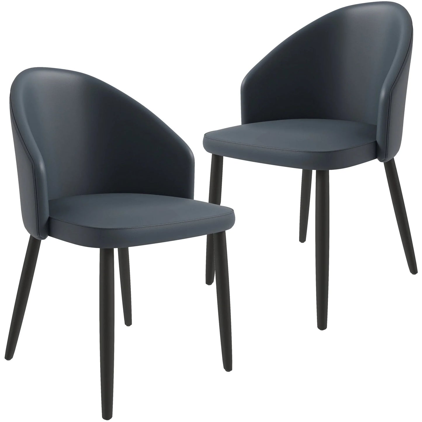 Paradiso Dining Chairs Leather Seat and Curved Back with Oak Wood Legs Set of 2 - Elax Furniture