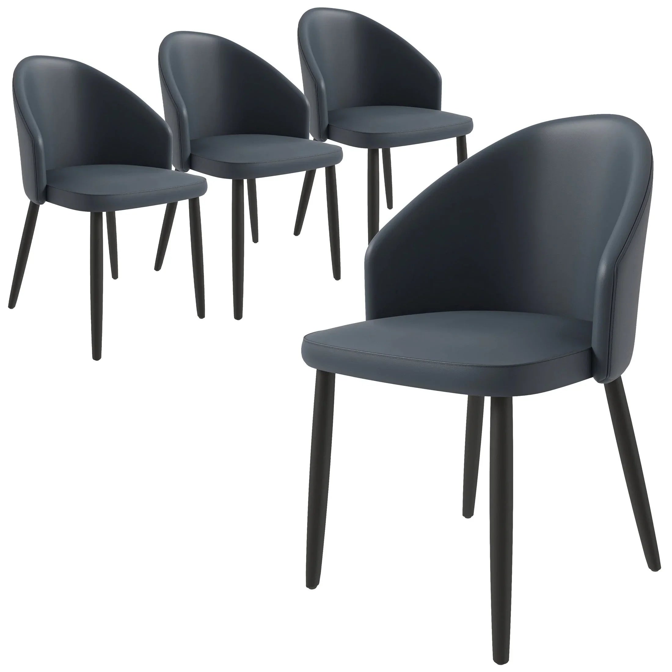 Paradiso Dining Chairs Leather Seat and Curved Back with Oak Wood Legs Set of 4 - Elax Furniture