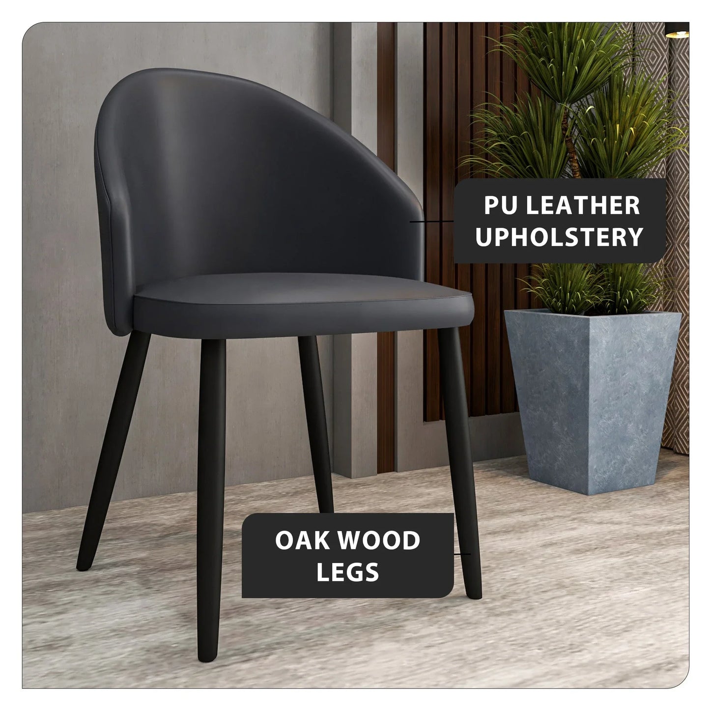 Paradiso Dining Chairs Leather Seat and Curved Back with Oak Wood Legs Set of 2 - Elax Furniture
