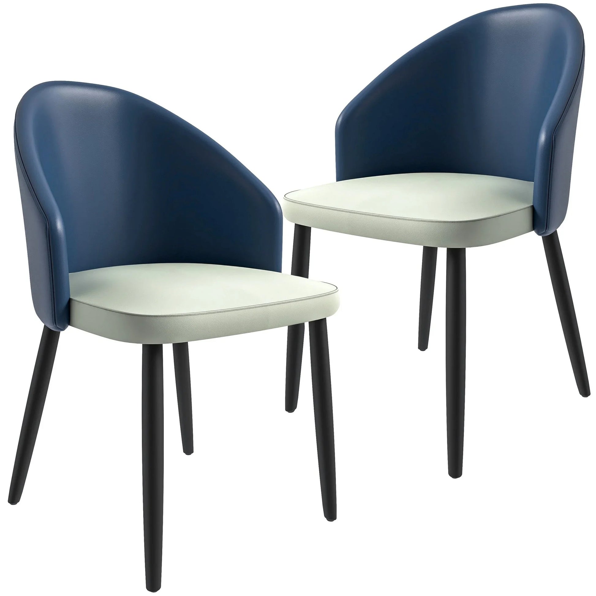 Paradiso Dining Chairs Leather Seat and Curved Back with Oak Wood Legs Set of 2 - Elax Furniture