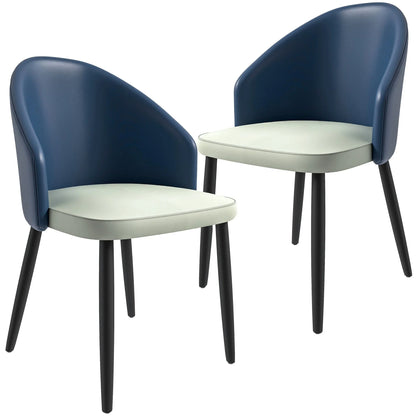Paradiso Dining Chairs Leather Seat and Curved Back with Oak Wood Legs Set of 2 - Elax Furniture