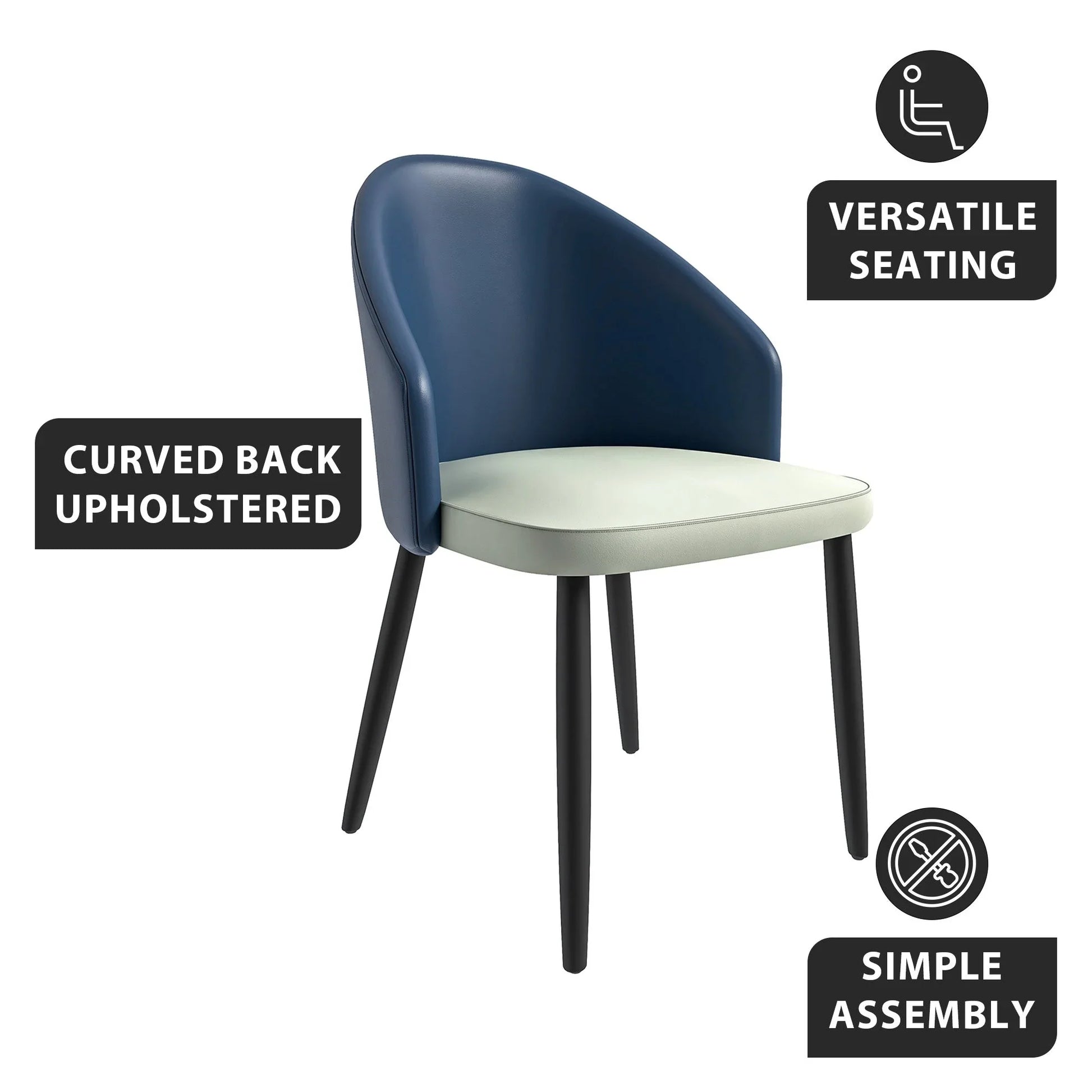 Paradiso Dining Chairs Leather Seat and Curved Back with Oak Wood Legs Set of 4 - Elax Furniture