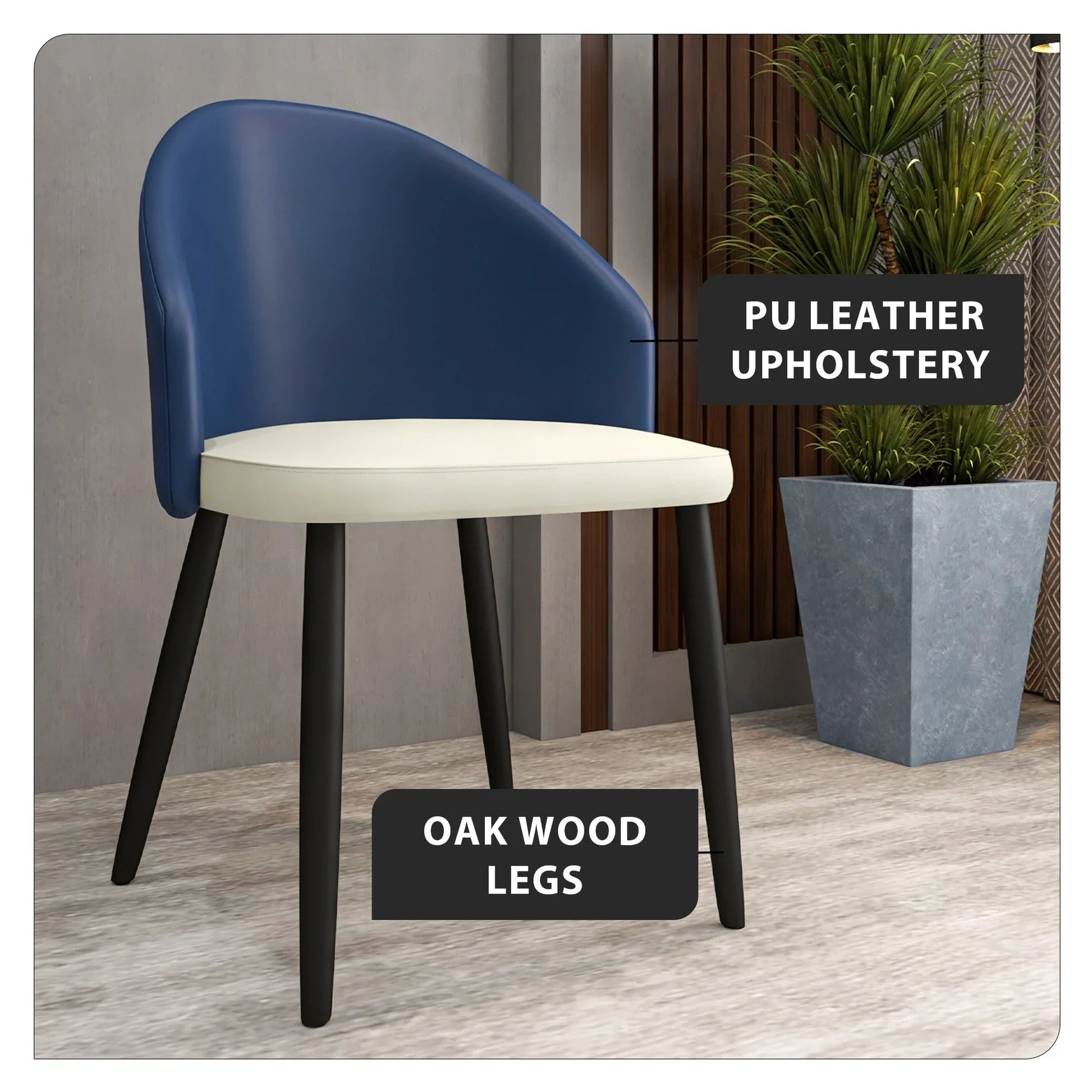 Paradiso Dining Chairs Leather Seat and Curved Back with Oak Wood Legs Set of 4 - Elax Furniture