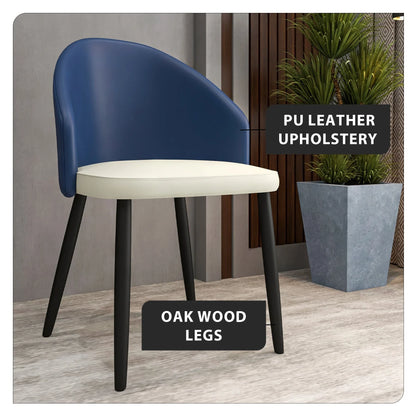 Paradiso Dining Chairs Leather Seat and Curved Back with Oak Wood Legs Set of 2 - Elax Furniture
