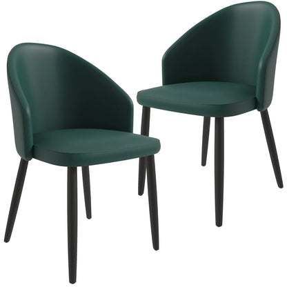 Paradiso Dining Chairs Leather Seat and Curved Back with Oak Wood Legs Set of 2 - Elax Furniture
