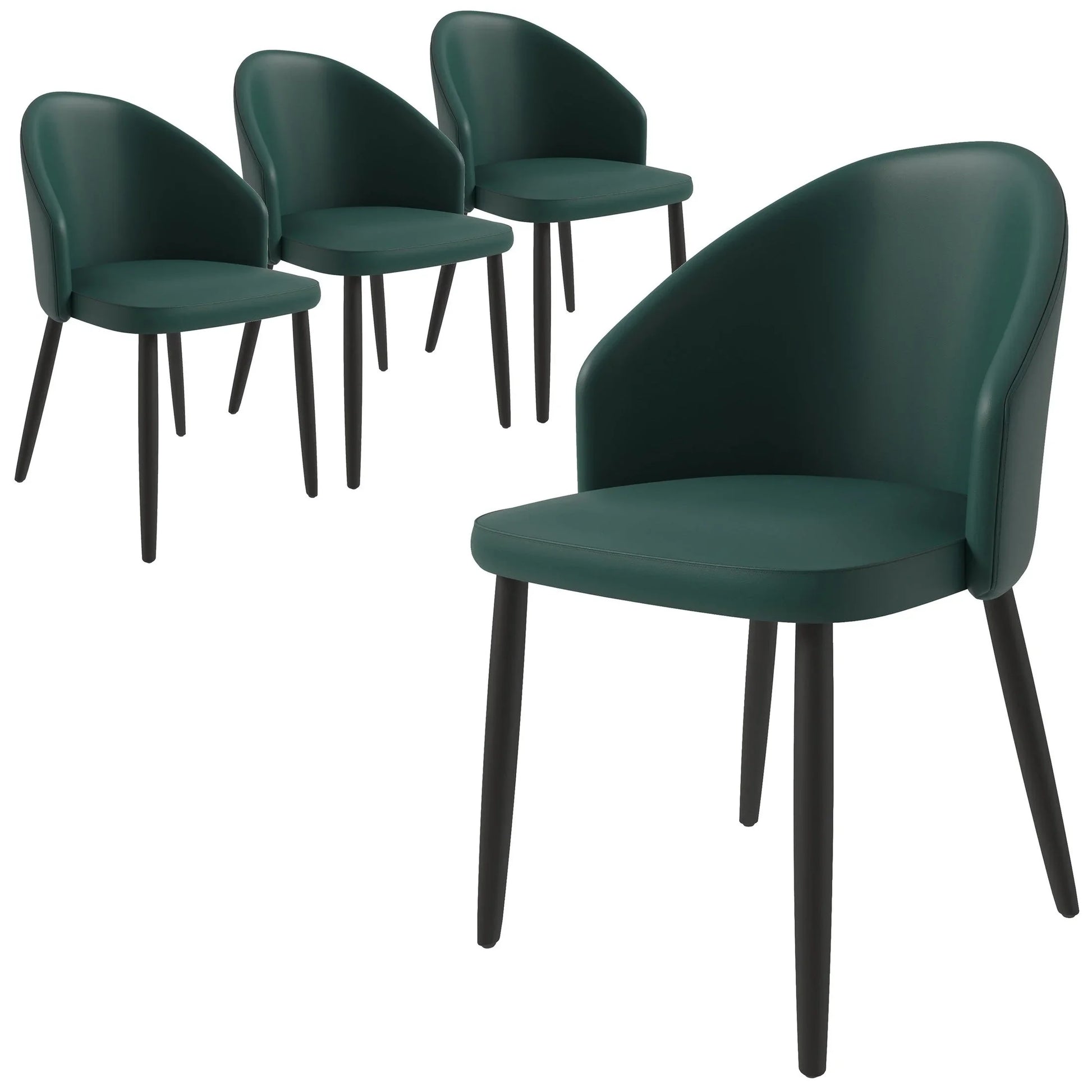 Paradiso Dining Chairs Leather Seat and Curved Back with Oak Wood Legs Set of 4 - Elax Furniture