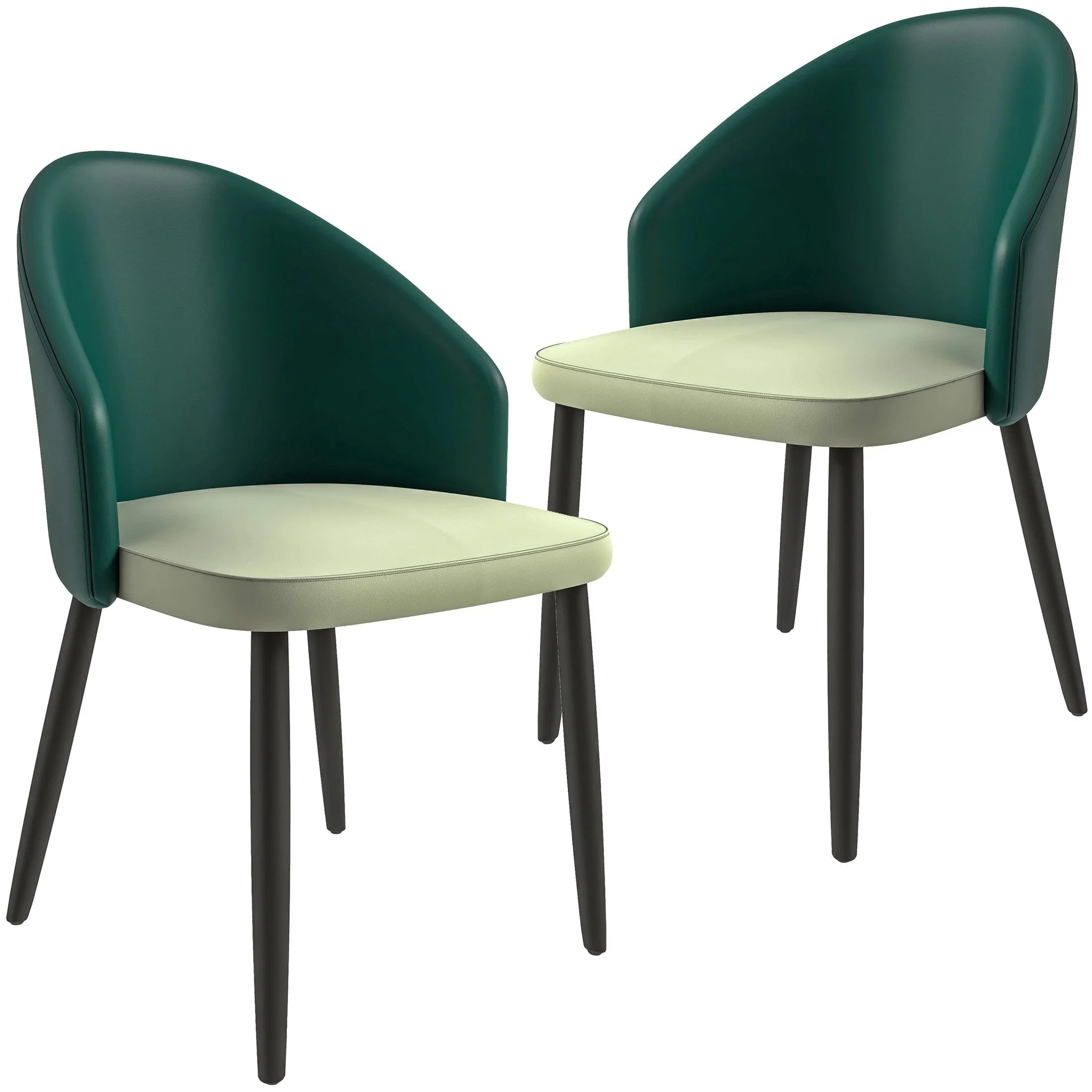 Paradiso Dining Chairs Leather Seat and Curved Back with Oak Wood Legs Set of 2 - Elax Furniture