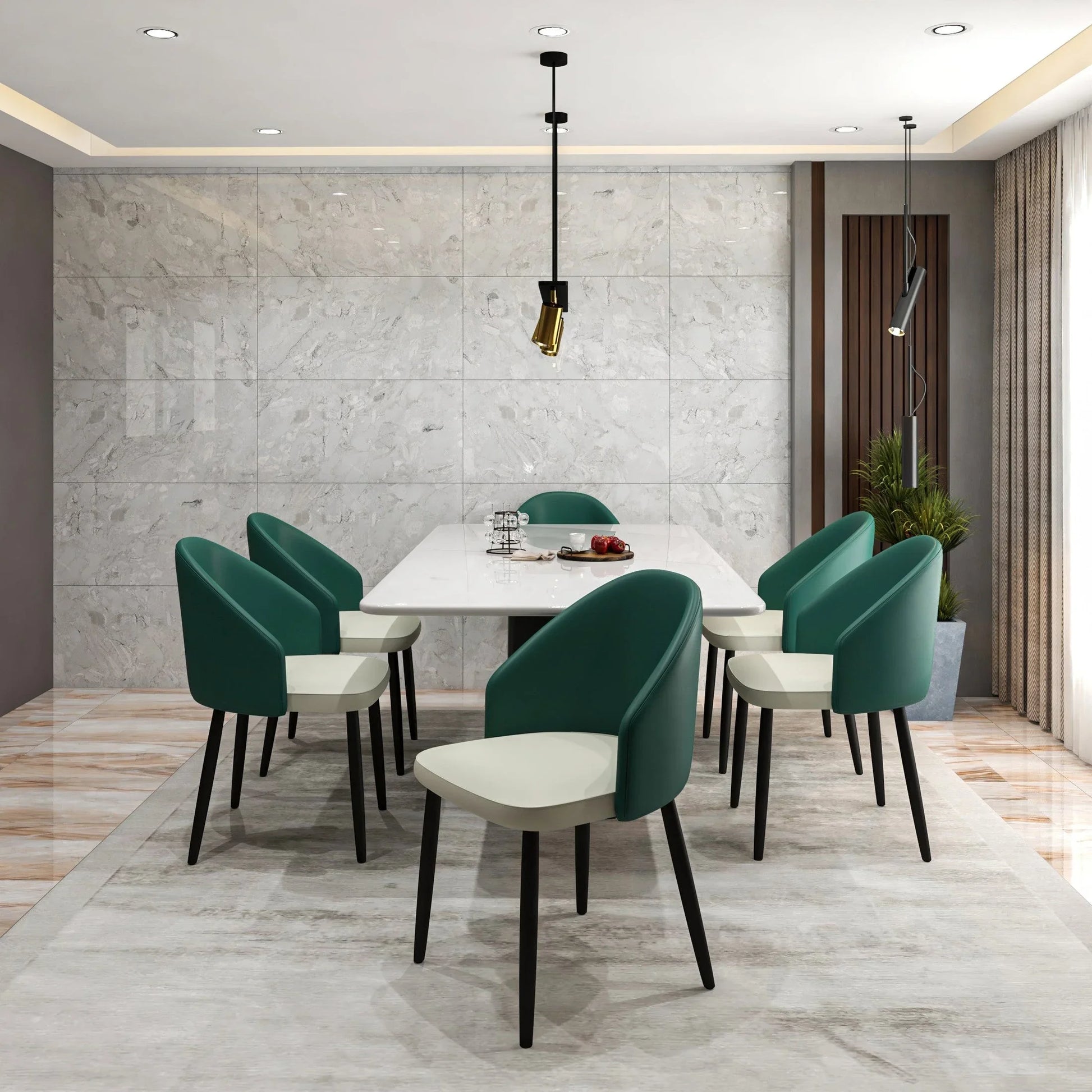 Paradiso Dining Chairs Leather Seat and Curved Back with Oak Wood Legs Set of 4 - Elax Furniture